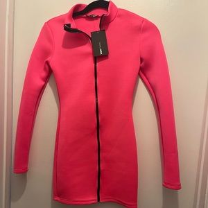 Hot Pink Scuba Inspired Mini Dress